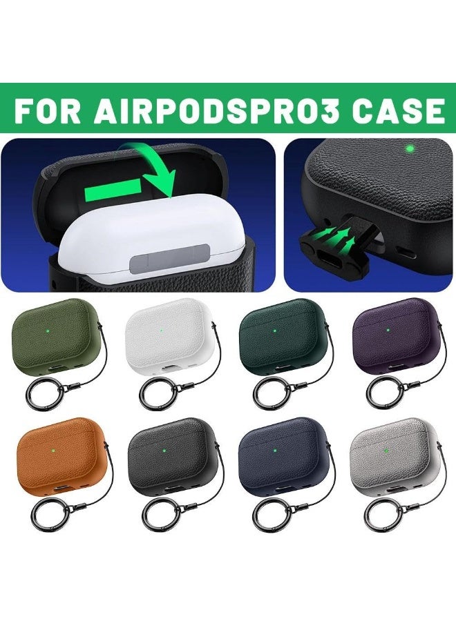 غطاء حماية لعلبة AirPods Pro 3، غلاف علبة Airpod Pro 3، تصميم 2025 الجديد من TPU بقوام تشبه قشر الليتشي، غلاف رفيع مضاد للصدمات مع حلقة لربط السوار (لون برتقالي) - Image 4